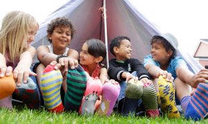 Kids playing in summer camp